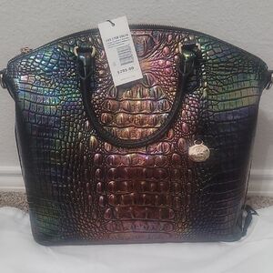 Iridescent Crocodile Embossed Handbag